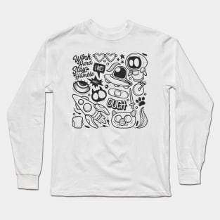 Work Hard Abstract Long Sleeve T-Shirt